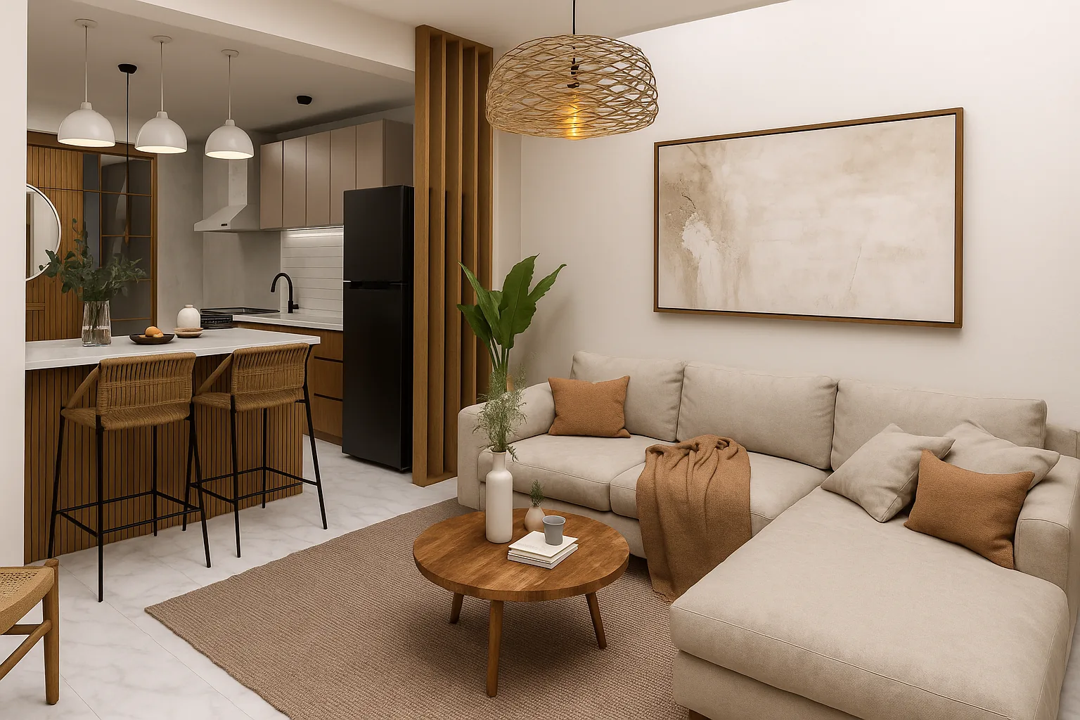 Living rediseñado de cero por AG en Villa Luzuriaga